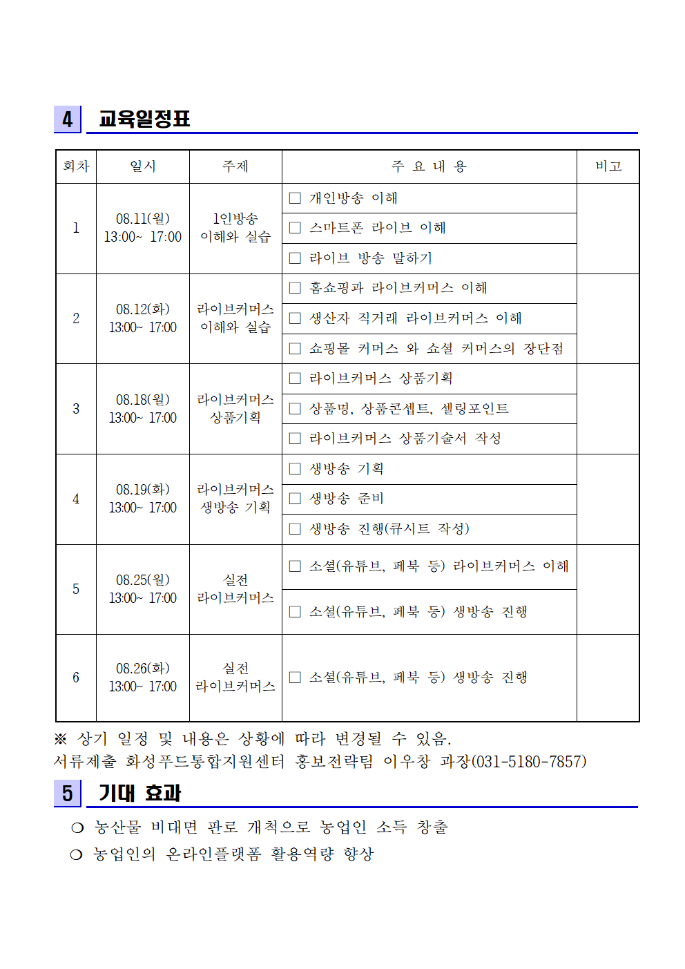 2025년 농산물 비대면 판매지원 라이브커머스 교육인원 모집 이미지 1번