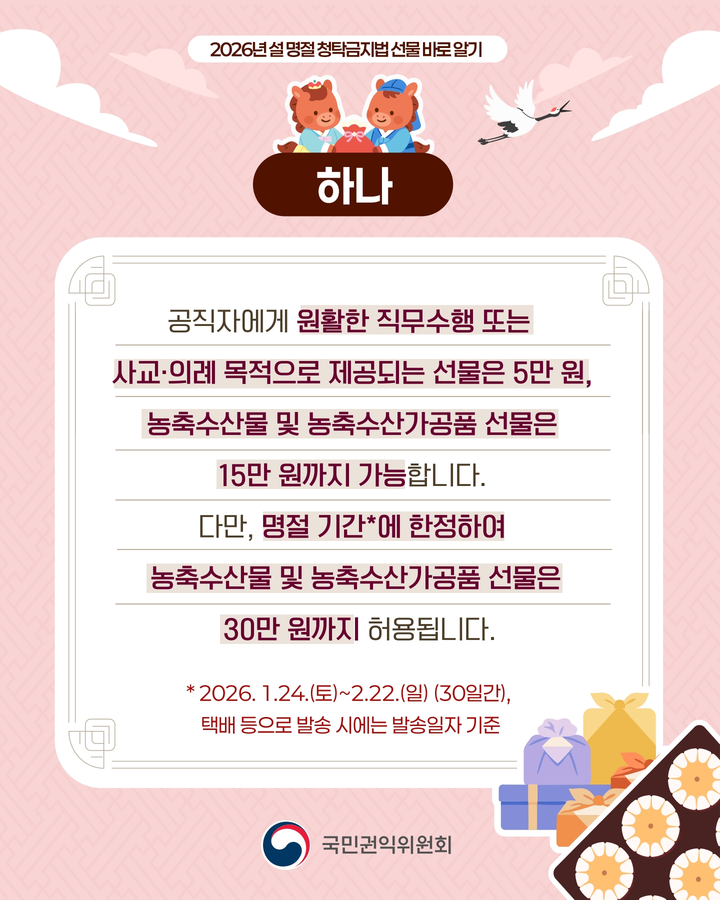 설 명절 선물 관련 청탁금지법 안내 이미지 1번