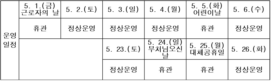 화성시민대학 및 화성시평생학습관 5월 휴관 안내 이미지 0번