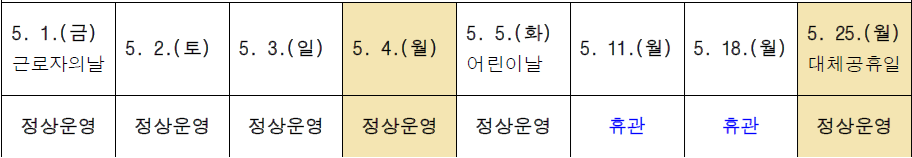 화성 공룡알화석산지 방문자센터 5월 운영일 알림 이미지 0번